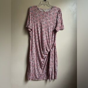 Boden Knot Front Jersey Dress - size 14 red floral stretch preppy boho